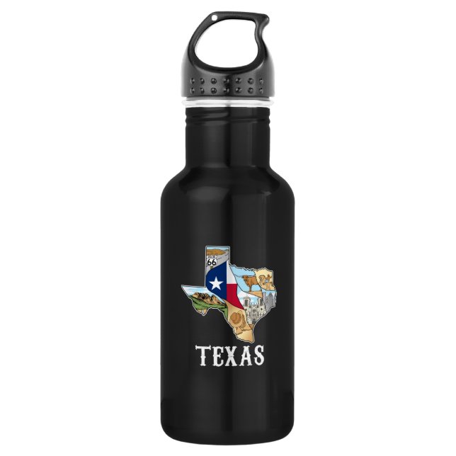 Texas Map Flag Design for Proud Texans  532 Ml Water Bottle (Front)