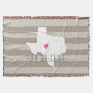 Texas Map Home State Love with Custom Heart Throw Blanket