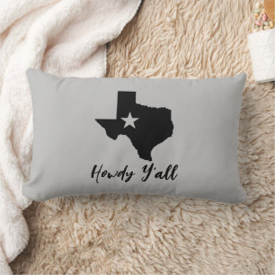 Texas Map Lone Star State Howdy Y'all  Lumbar Pillow