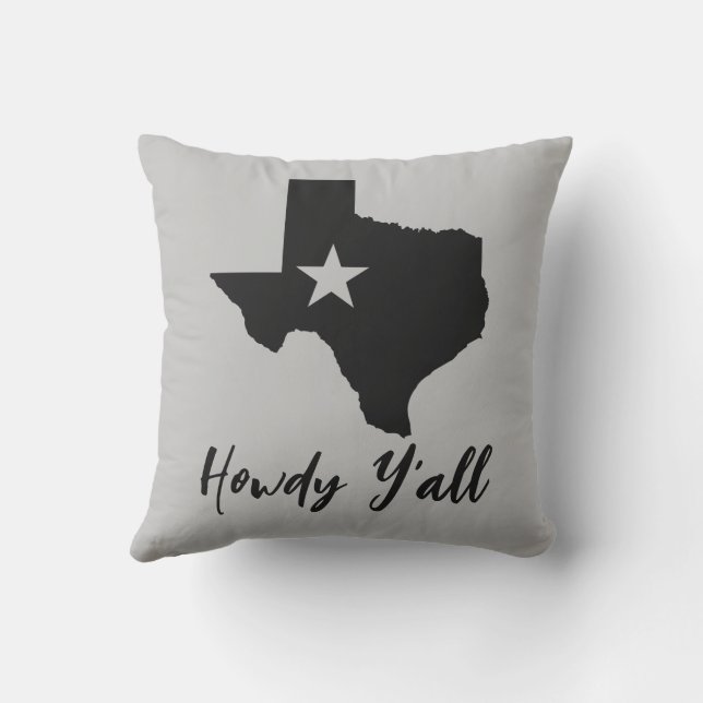 Texas Map Lone Star State Howdy Y'all  Outdoor Pillow (Back)