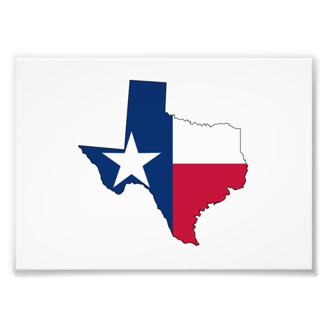 Texas Map Outline and Flag Photo Print (Front)