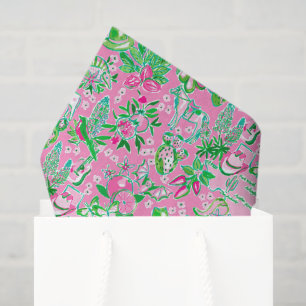 Texas Map Pink & Green Preppy Pattern Tissue Paper