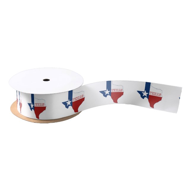 Texas Map Shaped State Flag Texan Lone Star Texian Satin Ribbon (Spool)
