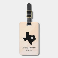 Texas Map Wedding Luggage Tag, Custom Gift