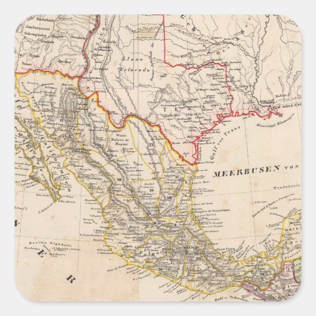 Texas, Mexico Square Sticker (Front)