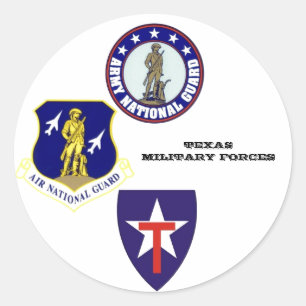 Texas military forces classic round sticker