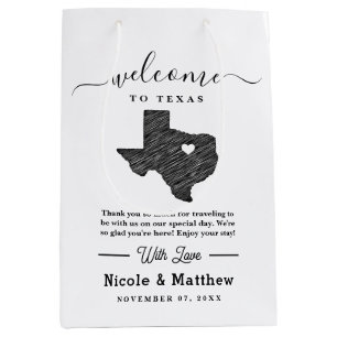 Texas Minimalist Texan Map Wedding Welcome Medium Gift Bag