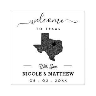 Texas Minimalist Wedding Welcome Rubber Stamp
