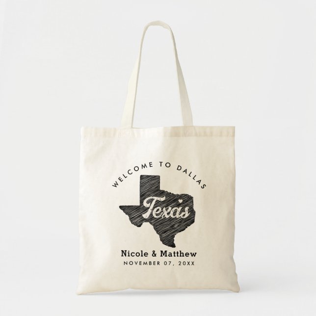 Texas Minimalist Wedding Welcome Tote Bag (Front)