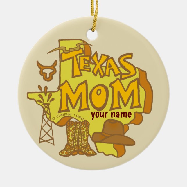 Texas Mom  Ceramic Ornament (Front)