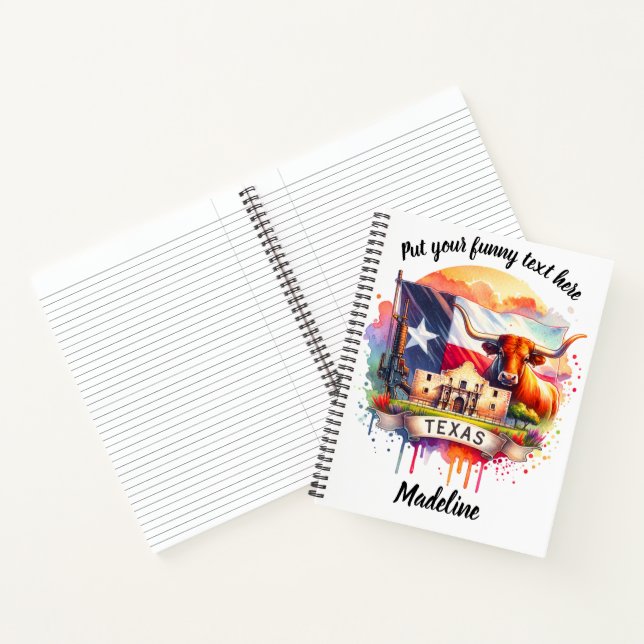 Texas mural with iconic symbols/colours notebook (Inside)