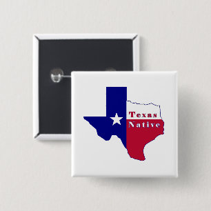 Texas Native Flag Map 2 Inch Square Button
