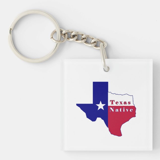 Texas Native Flag Map Keychain (Front)