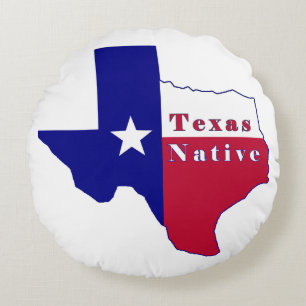 Texas Native Flag Map Round Pillow
