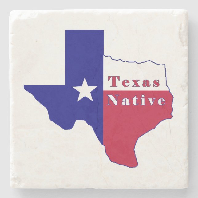 Texas Native Flag Map Stone Coaster (Front)