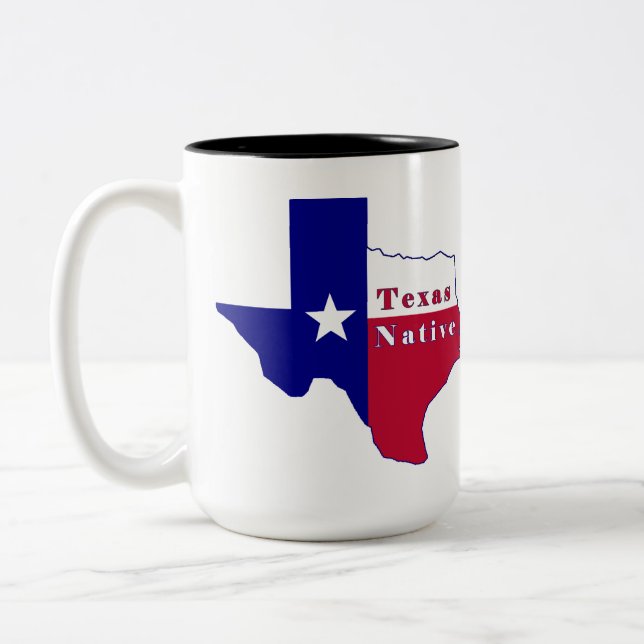 Texas Native Flag Map Two-Tone Coffee Mug (Left)