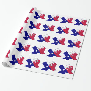 Texas Native Flag Map Wrapping Paper
