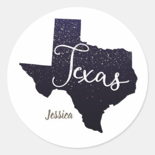 Texas Night Stars State Shape Classic Round Sticker