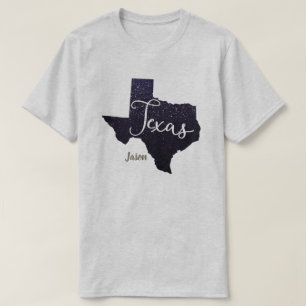 Texas Night Stars State Shape T-Shirt