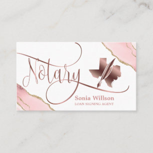 Texas Notary Loan Signing Agent Modern Blush Pink  Business Card