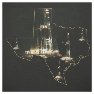 Texas Oil Gas Rig Night Print Fabric  9"Square