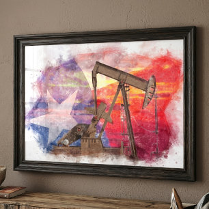 Texas Oil Pumpjack: Lone Star State Heritage Art Photo Print