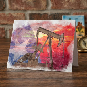 Texas Oil Pumpjack: Lone Star State Heritage Art Thank You Card