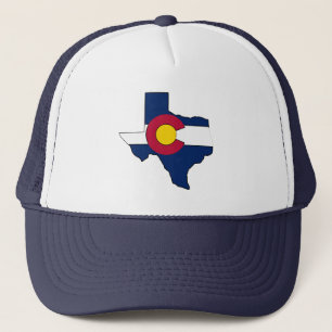 Texas outline Colorado flag trucker hat
