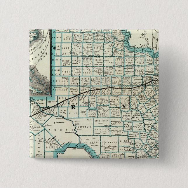 Texas Pacific Railway 2 Inch Square Button (Front)