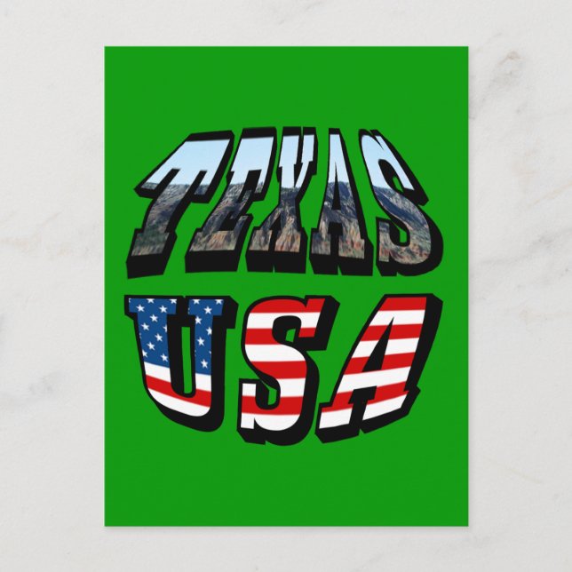 Texas Picture and Flag Text Postcard (Front)