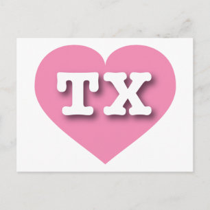 Texas Pink Heart - I love TX Postcard