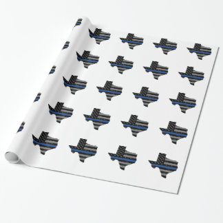 Texas Police Officer Thin Blue Line Wrapping Paper