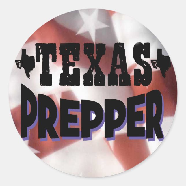 Texas Prepper Classic Round Sticker (Front)