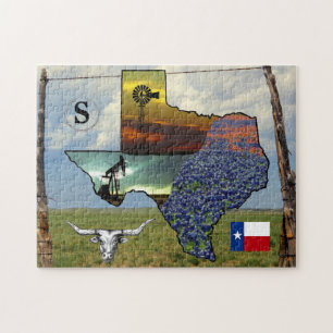 Texas Pride of map, colourful photos 11x14 size Jigsaw Puzzle