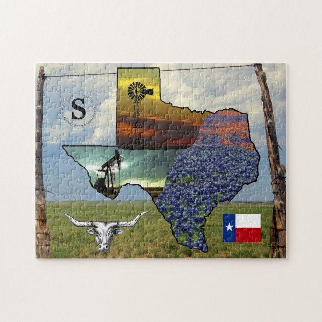 Texas Pride of map, colourful photos 11x14 size Jigsaw Puzzle (Horizontal)