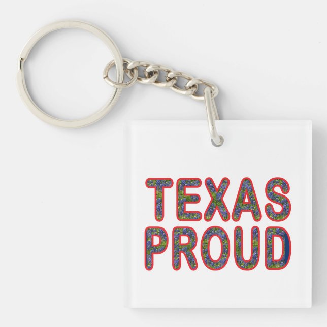 Texas Proud Bluebonnet Keychain (Front)