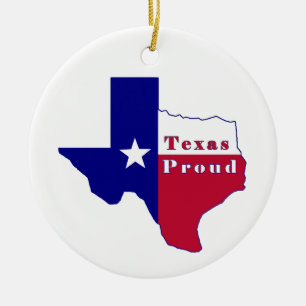 Texas Proud Flag Map Ceramic Ornament