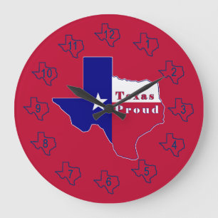 Texas Proud Flag Map Large Clock