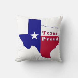 Texas Proud Flag Map Throw Pillow