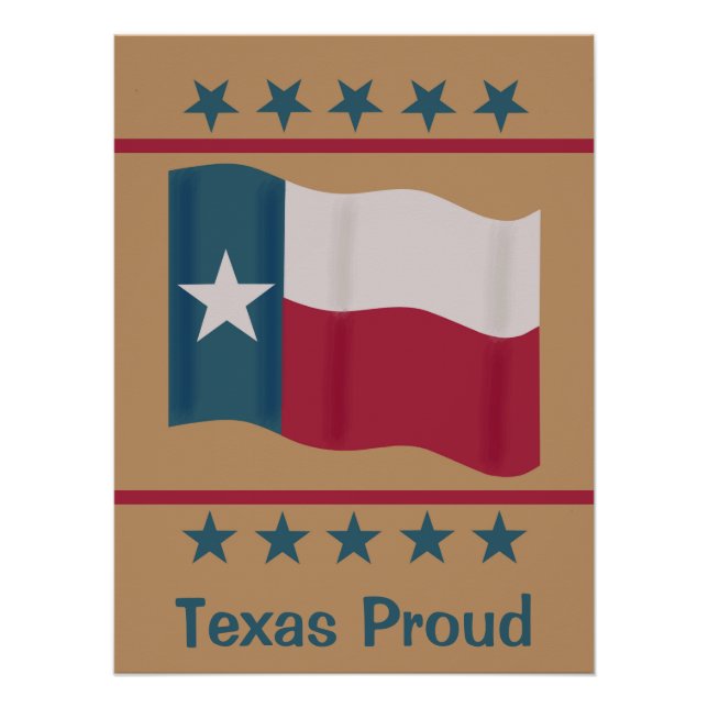 Texas Proud Lone Star Flag Stars Personalized Poster (Front)