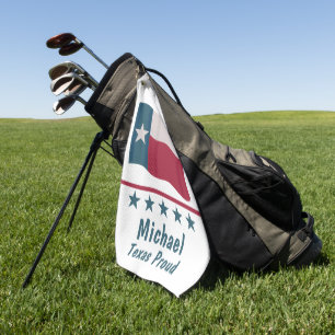 Texas Proud Long Star Flag Name Personalized Golf Towel