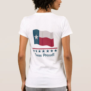 Texas Proud Waving Long Star Flag Back Design T-Shirt