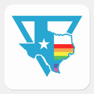 texas rainbow triangle square sticker