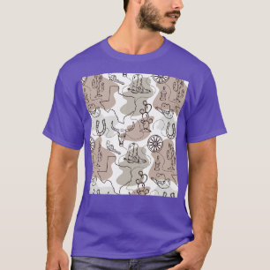 Texas Rancher Cowboy Boots Hat Cattle Western Patt T-Shirt