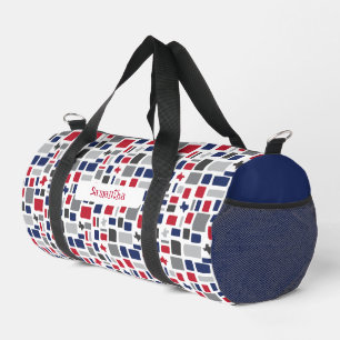 Texas Red & Blue Wonky Squares & Rectangles Duffle Bag