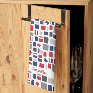 Texas Red & Blue Wonky Squares & Rectangles Kitchen Towel