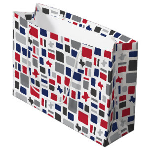 Texas Red & Blue Wonky Squares & Rectangles Large Large Gift Bag