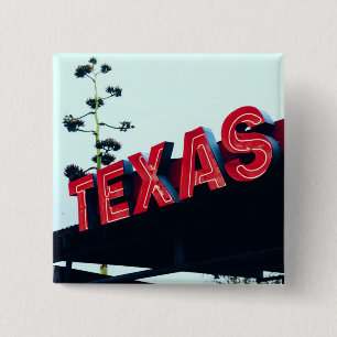Texas Red Neon Lights USA America 2 Inch Square Button
