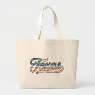 Texas Red White Blue Logo Watercolor Style Cowboy  Large Tote Bag