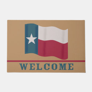 Texas Red White Blue Lone Star Flag Welcome Doormat